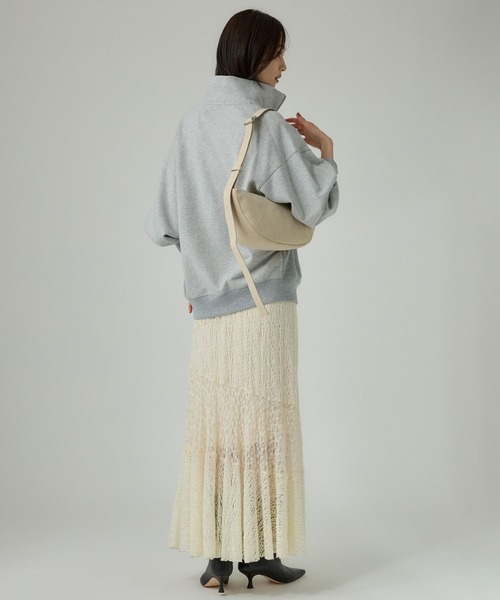 BABYLONE（バビロン）の「ハーフZIP裏毛プルオーバー（スウェット・レディース・グレー/クリーム・フリー）」の12枚目の写真