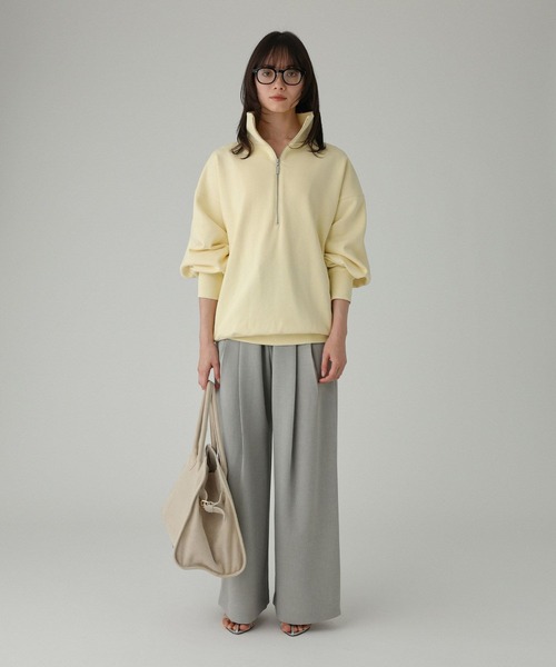 BABYLONE（バビロン）の「ハーフZIP裏毛プルオーバー（スウェット・レディース・グレー/クリーム・フリー）」の19枚目の写真