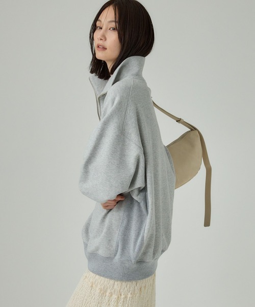 BABYLONE（バビロン）の「ハーフZIP裏毛プルオーバー（スウェット・レディース・グレー/クリーム・フリー）」の5枚目の写真