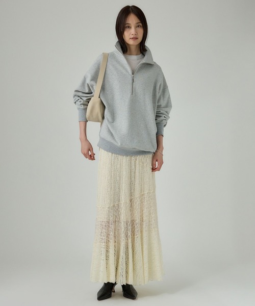 BABYLONE（バビロン）の「ハーフZIP裏毛プルオーバー（スウェット・レディース・グレー/クリーム・フリー）」の9枚目の写真