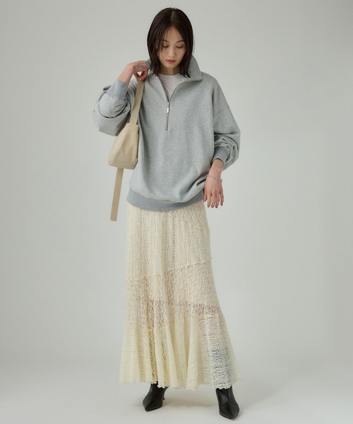 BABYLONE（バビロン）の「ハーフZIP裏毛プルオーバー（スウェット・レディース・グレー/クリーム・フリー）」の10枚目の写真