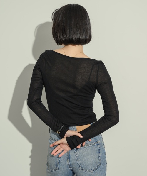 NEUNA(ヌナ)の「リネンライクシアートップス(Tシャツ/カットソー・レディース・グレー/アイボリー・FREE)」の6枚目の写真