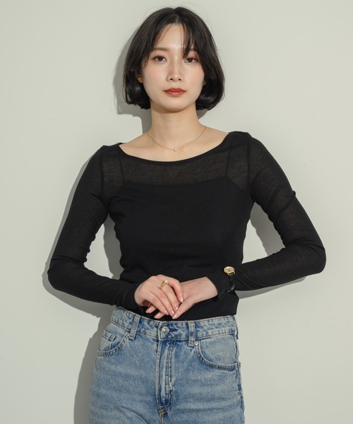 NEUNA(ヌナ)の「リネンライクシアートップス(Tシャツ/カットソー・レディース・グレー/アイボリー・FREE)」の7枚目の写真