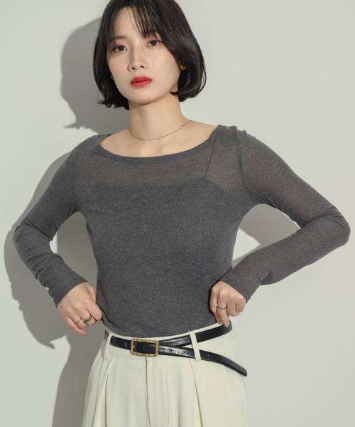 NEUNA(ヌナ)の「リネンライクシアートップス(Tシャツ/カットソー・レディース・グレー/アイボリー・FREE)」の14枚目の写真