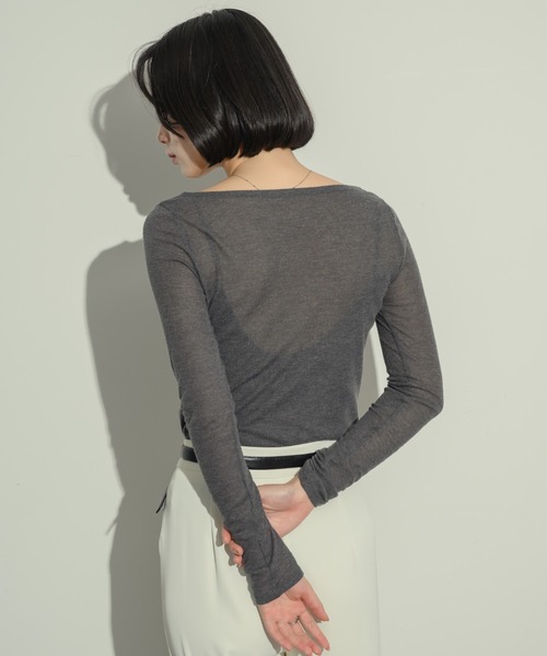NEUNA(ヌナ)の「リネンライクシアートップス(Tシャツ/カットソー・レディース・グレー/アイボリー・FREE)」の16枚目の写真