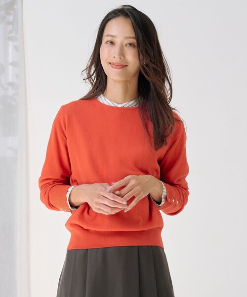 J.PRESS(ジェイプレス)の「Cotton Wool ボートネック ニット(ニット/セーター・レディース・パイングリーン系/ベージュ系/オレンジ系/ワイン系・LARGE/MEDIUM)」の4枚目の写真