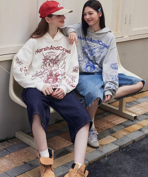 エンジェルグラフィックフーディ ビッグプリント ユニセックス