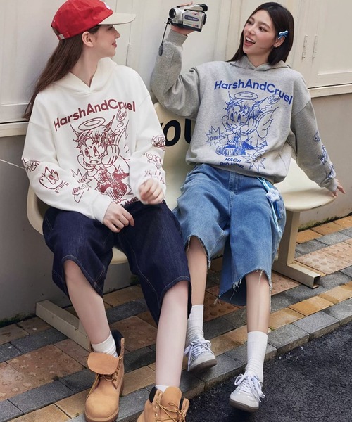 エンジェルグラフィックフーディ ビッグプリント ユニセックス