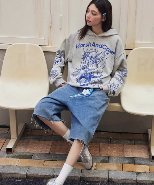 CFIERCE エンジェルパーカー newjeans着用 エンジェルグラフィックフーディ ビッグプリント ユニセックス