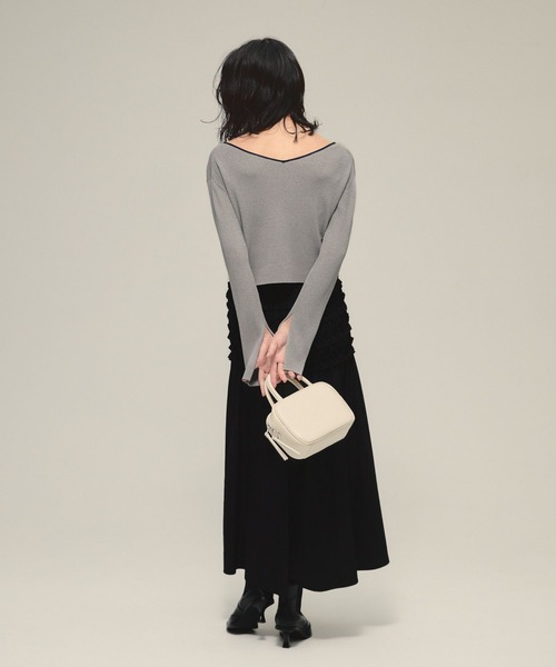 eL（エル）の「【eL】14G Compact V Cardigan/588089（カーディガン/ボレロ・レディース・ブラック/グレー/レッド・FREE）」の8枚目の写真