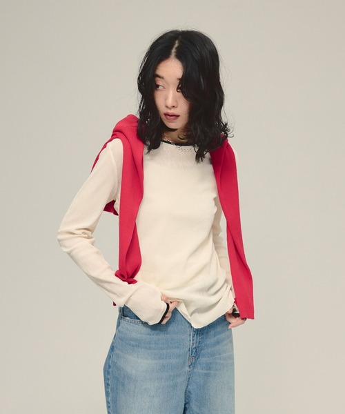 eL（エル）の「【eL】14G Compact V Cardigan/588089（カーディガン/ボレロ・レディース・ブラック/グレー/レッド・FREE）」の21枚目の写真