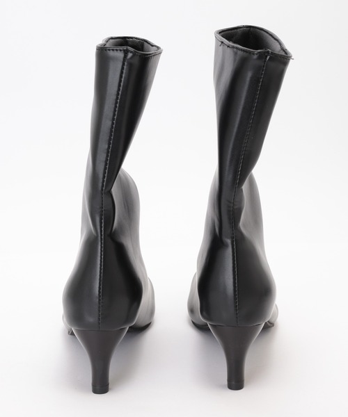Lace Ladies(レースレディース)の「レザー調 ポインテッドトゥ ミドル丈 ヒール ブーツ(ブーツ・レディース・ブラック・22.5cm/23cm/23.5cm/24cm/24.5cm/25cm)」の7枚目の写真