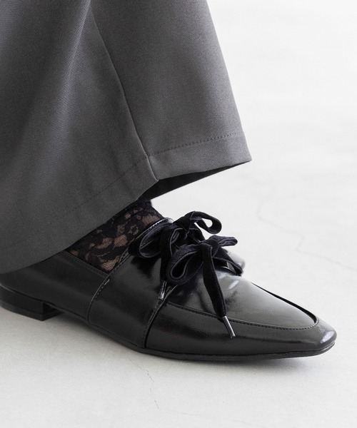 新品　MAISONMARBRE メゾンマーブル　ベロア　リボン　ローファー ベロアリボン スクエアトゥ ローファー（ローファー）｜menue（メヌエ