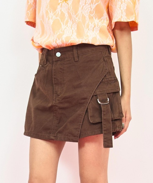 ANAP（アナップ）の「カーゴ ポケット デザイン スカパン（スカート・レディース・ブラック/ピンク/ブラウン・M/S）」の3枚目の写真