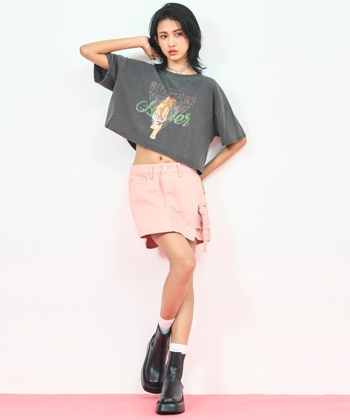 ANAP（アナップ）の「カーゴ ポケット デザイン スカパン（スカート・レディース・ブラック/ピンク/ブラウン・M/S）」の4枚目の写真