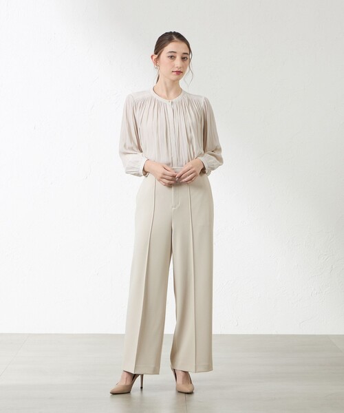 amaca（アマカ）の「割繊デシンブラウス（シャツ/ブラウス・レディース・オフホワイト/ブラウン系その他5・38/40）」の9枚目の写真