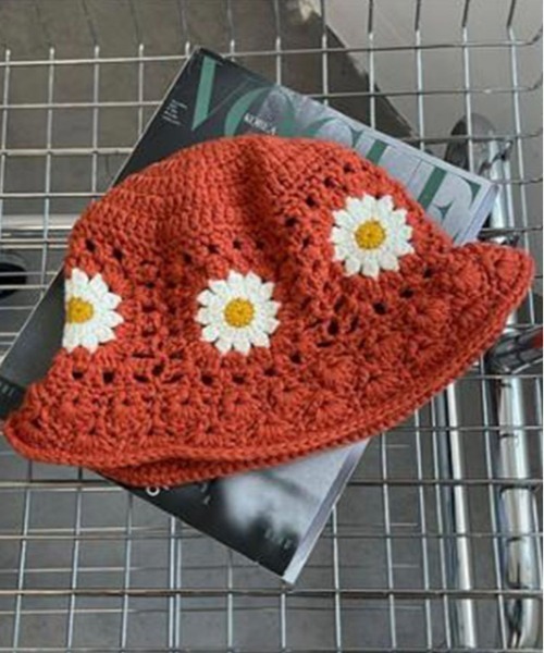 Burner（バーナー）の「【OKUOKU　0909】デイジーモチーフ クロシェ編みハット oku-bosi-18（ハット・レディース・ブラック・FREE）」の3枚目の写真