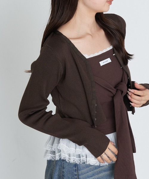 RAY CASSIN（レイカズン）の「コンパクトホックニットカーディガン（カーディガン/ボレロ・レディース・ブラック/ブラウン系その他2/グレー・FREE）」の3枚目の写真