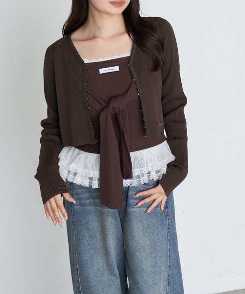 RAY CASSIN（レイカズン）の「コンパクトホックニットカーディガン（カーディガン/ボレロ・レディース・ブラック/ブラウン系その他2/グレー・FREE）」の8枚目の写真