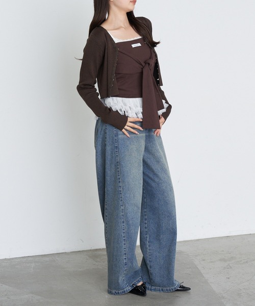 RAY CASSIN（レイカズン）の「コンパクトホックニットカーディガン（カーディガン/ボレロ・レディース・ブラック/ブラウン系その他2/グレー・FREE）」の5枚目の写真