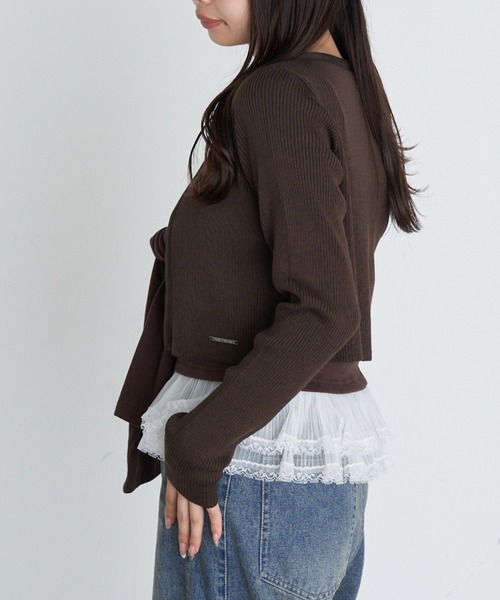 RAY CASSIN（レイカズン）の「コンパクトホックニットカーディガン（カーディガン/ボレロ・レディース・ブラック/ブラウン系その他2/グレー・FREE）」の9枚目の写真