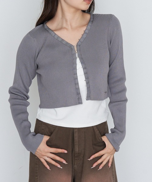 RAY CASSIN（レイカズン）の「コンパクトホックニットカーディガン（カーディガン/ボレロ・レディース・ブラック/ブラウン系その他2/グレー・FREE）」の22枚目の写真