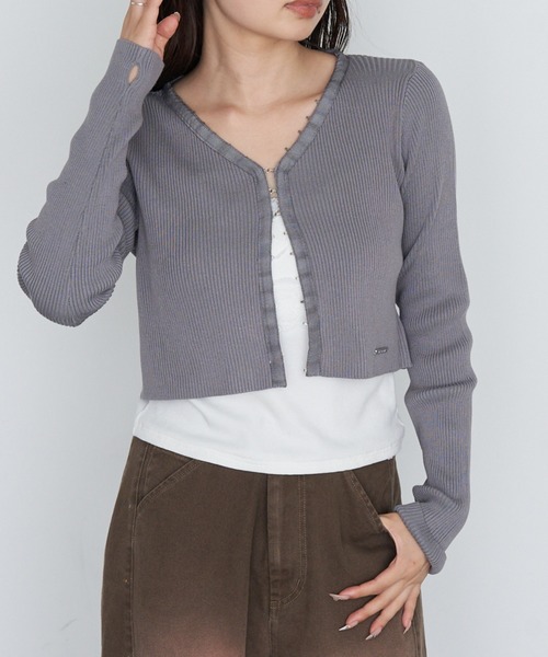 RAY CASSIN（レイカズン）の「コンパクトホックニットカーディガン（カーディガン/ボレロ・レディース・ブラック/ブラウン系その他2/グレー・FREE）」の13枚目の写真