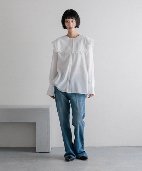 LOWRYS FARM（ローリーズファーム）の「ＢＩＧカラーレースブラウス  289808（Tシャツ/カットソー・レディース・ブラック/ホワイト・FREE）」の20枚目の写真