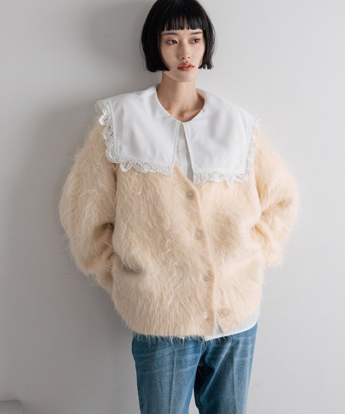 LOWRYS FARM（ローリーズファーム）の「ＢＩＧカラーレースブラウス  289808（Tシャツ/カットソー・レディース・ブラック/ホワイト・FREE）」の15枚目の写真