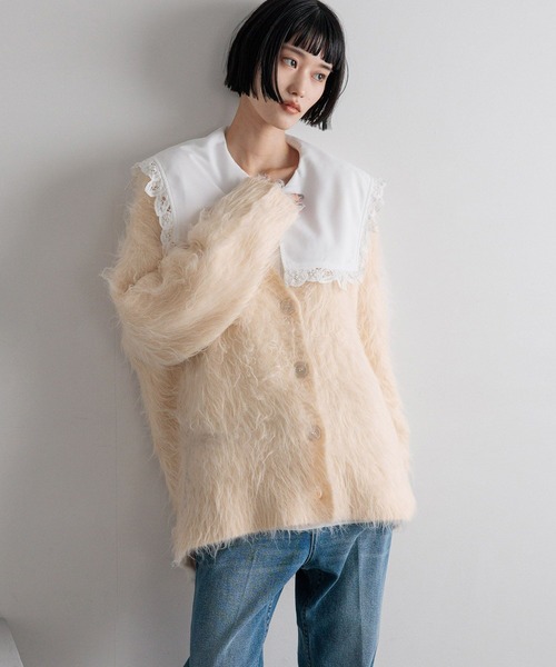 LOWRYS FARM（ローリーズファーム）の「ＢＩＧカラーレースブラウス  289808（Tシャツ/カットソー・レディース・ブラック/ホワイト・FREE）」の14枚目の写真