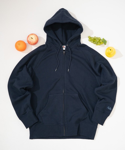 FRUIT OF THE LOOM(フルーツオブザルーム)の「【FRUIT OF THE LOOM】BASIC SWEAT ZIP UP HOODIE / ジップフーディー / ユニセックス / シンプル(パーカー・メンズ・ネイビー/杢グレー/アイボリー/ブラック・M/L/XL/S)」の4枚目の写真
