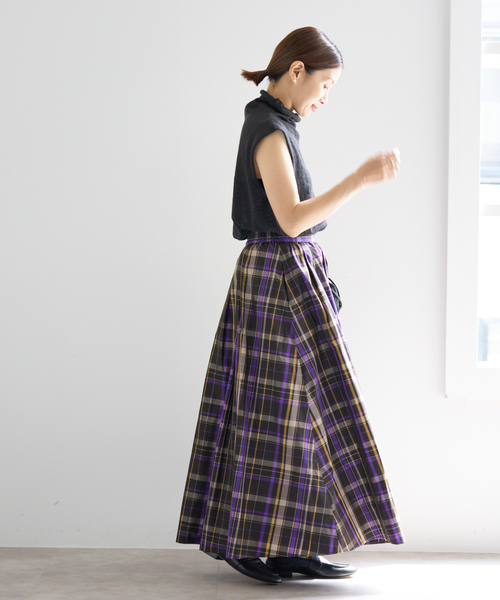 イエナIENA◆ GRUPPOCINQUEタフタスカート38パープル GRUPPOCINQUEタフタスカート（ロング・マキシ丈スカート）｜IENA