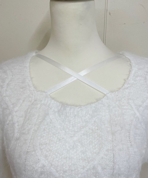 MA*RS(アメーバーマーズ)の「スクエア開きリボンケーブルニット(ニット/セーター・レディース・ホワイト/ピンク/ブラック・FREE)」の17枚目の写真