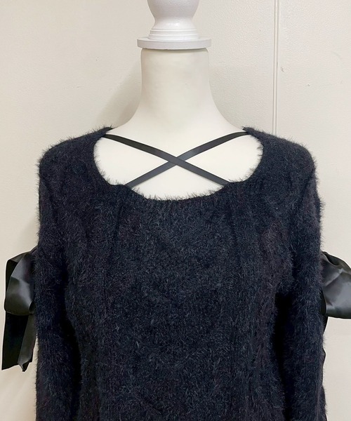 MA*RS(アメーバーマーズ)の「スクエア開きリボンケーブルニット(ニット/セーター・レディース・ホワイト/ピンク/ブラック・FREE)」の22枚目の写真