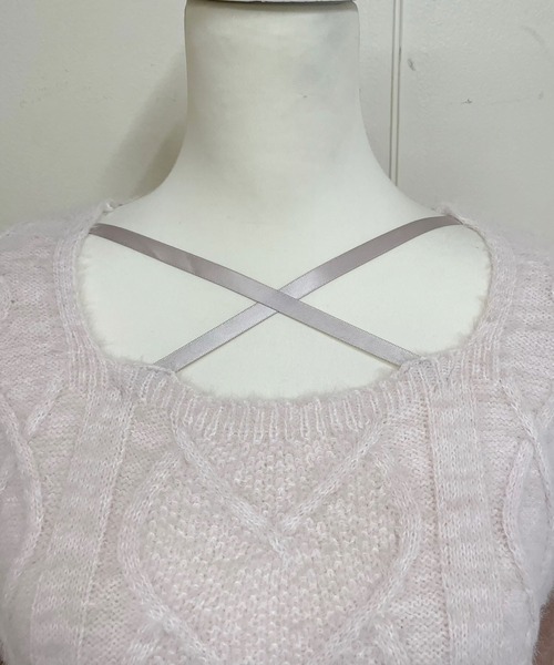 MA*RS(アメーバーマーズ)の「スクエア開きリボンケーブルニット(ニット/セーター・レディース・ホワイト/ピンク/ブラック・FREE)」の11枚目の写真