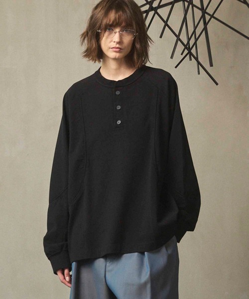 セール】《UNISEX》Curve switching Prime-Over Henry Neck Long