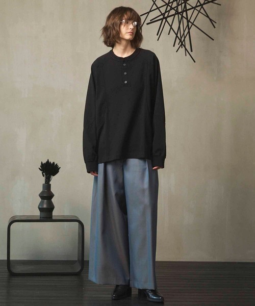 セール】《UNISEX》Curve switching Prime-Over Henry Neck Long