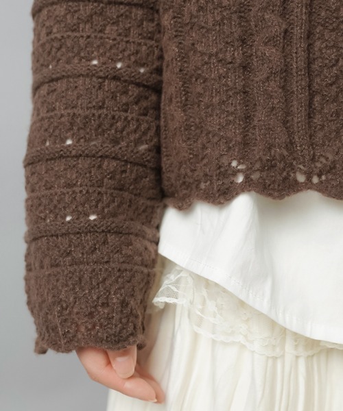 SPINNS（スピンズ）の「いろいろボタンカーディガン/ボタンコア（カーディガン/ボレロ・レディース・ベージュ/グリーン/ダークブラウン/アイボリー/ネイビー・ONESIZE）」の8枚目の写真