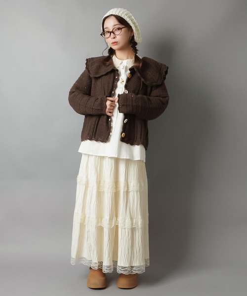 SPINNS（スピンズ）の「いろいろボタンカーディガン/ボタンコア（カーディガン/ボレロ・レディース・ベージュ/グリーン/ダークブラウン/アイボリー/ネイビー・ONESIZE）」の15枚目の写真