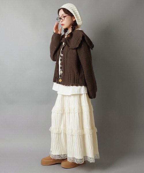 SPINNS（スピンズ）の「いろいろボタンカーディガン/ボタンコア（カーディガン/ボレロ・レディース・ベージュ/グリーン/ダークブラウン/アイボリー/ネイビー・ONESIZE）」の14枚目の写真