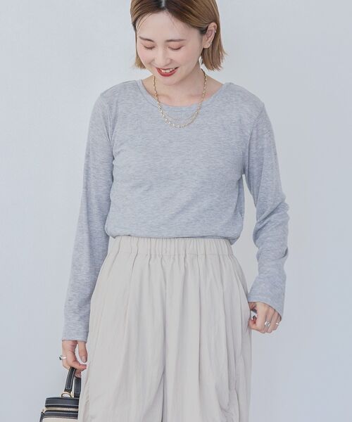 AMERICAN HOLIC（アメリカンホリック）の「シアーリブプルオーバー（Tシャツ/カットソー・レディース・杢グレー/ライラック/アイボリー・FREE）」の3枚目の写真