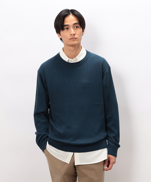 COMME CA ISM（コムサイズム）の「日本の色 ワイドリブクルーネックニット（ニット/セーター・メンズ・ブラック/ブルー/グレー/ベージュ・LARGE/MEDIUM/SMALL）」の11枚目の写真