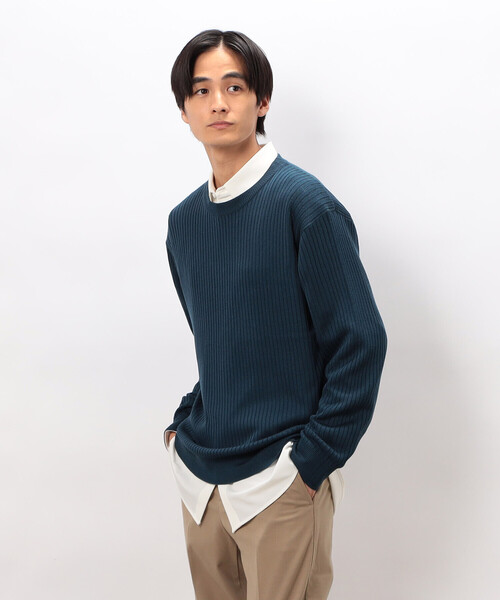 COMME CA ISM（コムサイズム）の「日本の色 ワイドリブクルーネックニット（ニット/セーター・メンズ・ブラック/ブルー/グレー/ベージュ・LARGE/MEDIUM/SMALL）」の8枚目の写真