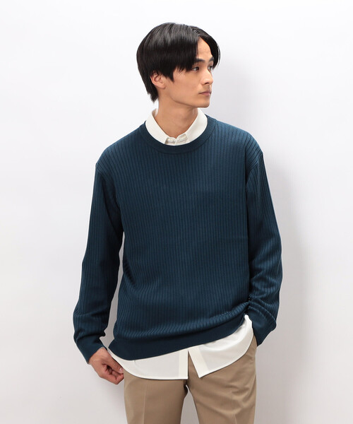 COMME CA ISM（コムサイズム）の「日本の色 ワイドリブクルーネックニット（ニット/セーター・メンズ・ブラック/ブルー/グレー/ベージュ・LARGE/MEDIUM/SMALL）」の5枚目の写真