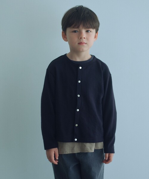 green label relaxing（グリーンレーベルリラクシング）の「ウラケ カーディガン / キッズ  100cm-160cm（カーディガン/ボレロ・キッズ・ナチュラル/ブラウン系/ワイン/ブラック・110cm/140cm/100cm/160cm/130cm/120cm/150cm）」の2枚目の写真