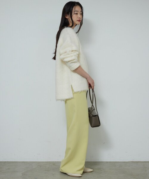 GALLARDAGALANTE（ガリャルダガランテ）の「ブラッシュVネックニット（ニット/セーター・レディース・ホワイト/ライトグレー/オレンジ・FREE）」の8枚目の写真