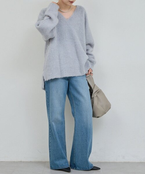 GALLARDAGALANTE（ガリャルダガランテ）の「ブラッシュVネックニット（ニット/セーター・レディース・ホワイト/ライトグレー/オレンジ・FREE）」の20枚目の写真