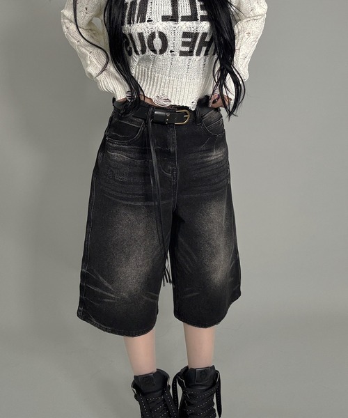 FOLLOWIN(フォロウィン)の「ウォッシングバミューダデニム(デニムパンツ・レディース・ブルー/ブラック・SMALL/MEDIUM)」の7枚目の写真
