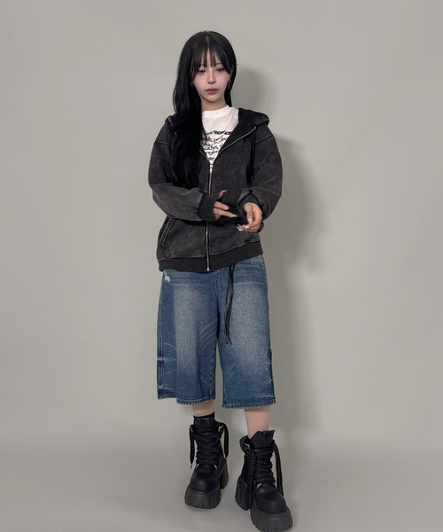 FOLLOWIN(フォロウィン)の「ウォッシングバミューダデニム(デニムパンツ・レディース・ブルー/ブラック・SMALL/MEDIUM)」の12枚目の写真