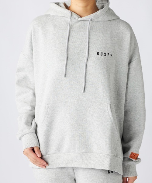 RUSTY（ラスティ）の「【RUSTY/ラスティー】レディースロゴフリースパーカー　フーディー　プルオーバー（パーカー・レディース・ベージュ/グレー/ブラック・MEDIUM/LARGE）」の3枚目の写真